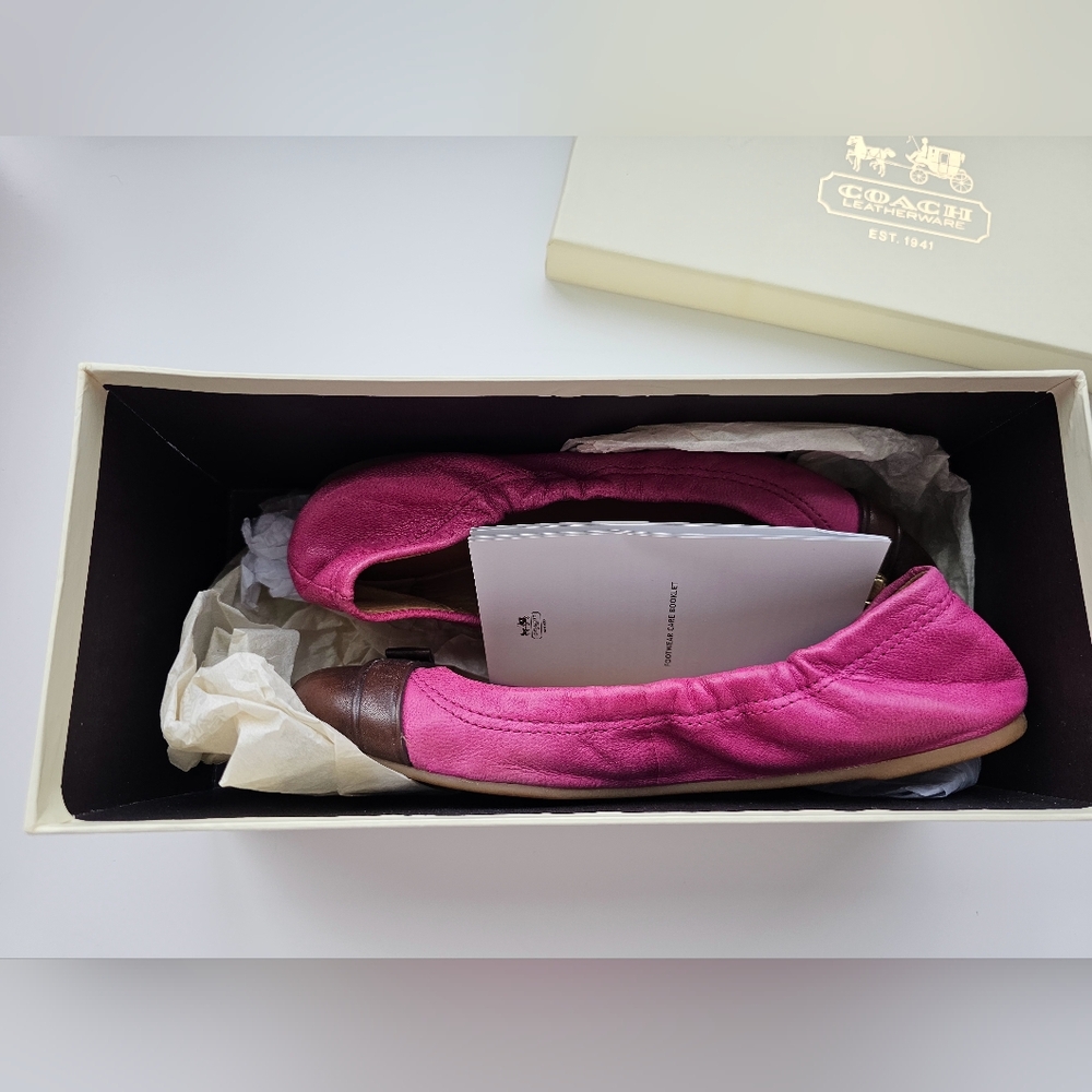 Coach Flat Shoes Magenta/Brown Color Size 6
